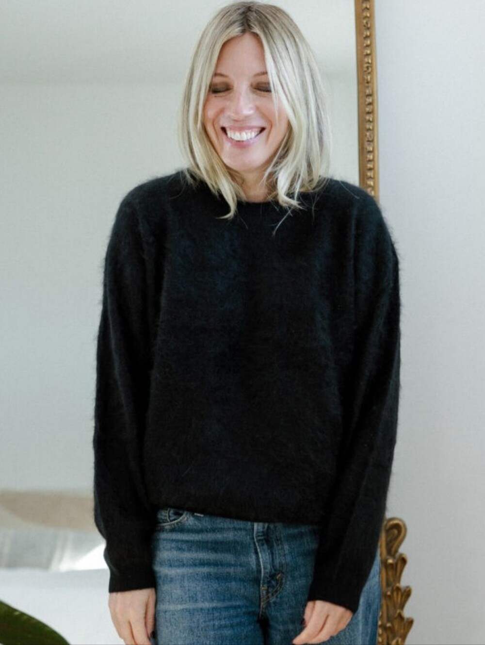 J Crew Brushed 100% Cashmere Pullover Sweater Black Long Sleeve Women's Size XS